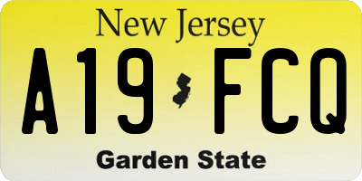 NJ license plate A19FCQ