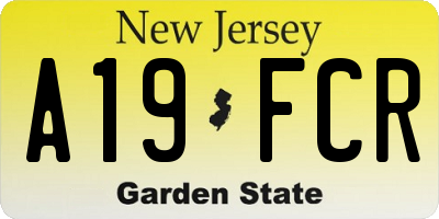 NJ license plate A19FCR