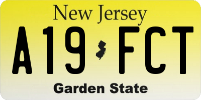NJ license plate A19FCT
