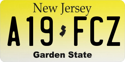 NJ license plate A19FCZ