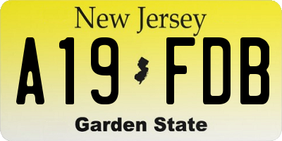 NJ license plate A19FDB