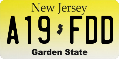 NJ license plate A19FDD