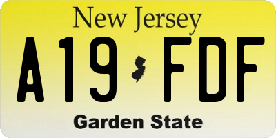 NJ license plate A19FDF