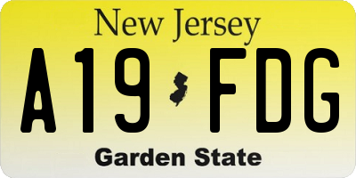 NJ license plate A19FDG