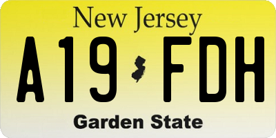 NJ license plate A19FDH