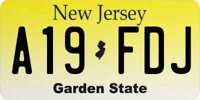NJ license plate A19FDJ