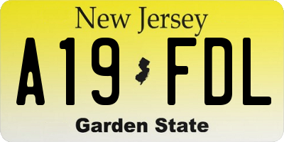 NJ license plate A19FDL