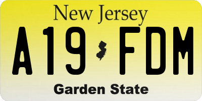 NJ license plate A19FDM