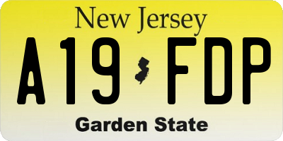 NJ license plate A19FDP