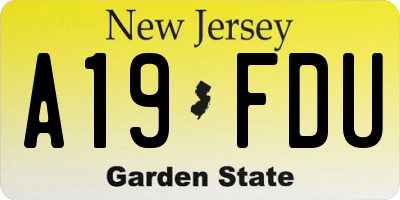 NJ license plate A19FDU