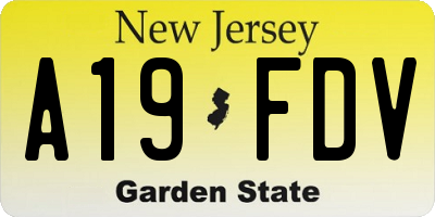 NJ license plate A19FDV