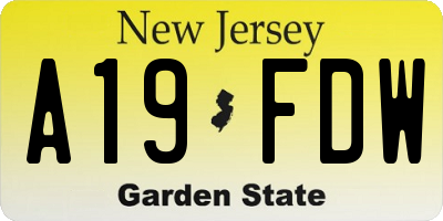NJ license plate A19FDW