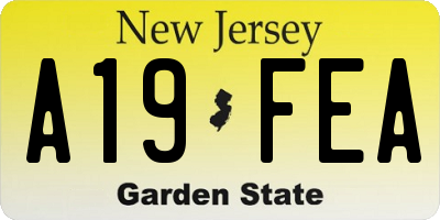 NJ license plate A19FEA