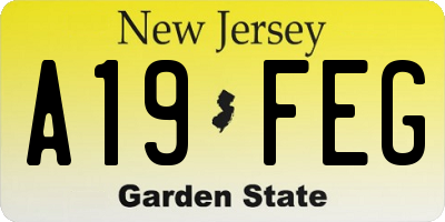 NJ license plate A19FEG