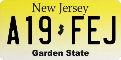 NJ license plate A19FEJ