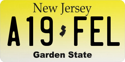 NJ license plate A19FEL