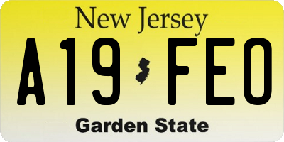 NJ license plate A19FEO