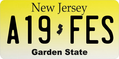 NJ license plate A19FES