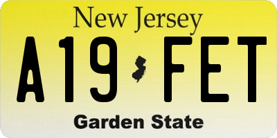 NJ license plate A19FET