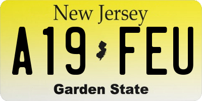 NJ license plate A19FEU