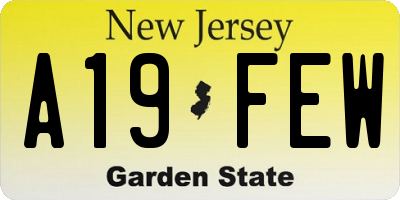 NJ license plate A19FEW