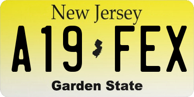 NJ license plate A19FEX