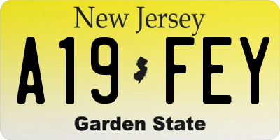 NJ license plate A19FEY