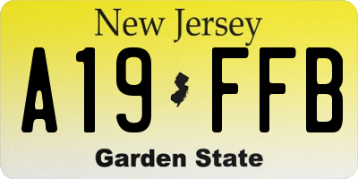 NJ license plate A19FFB