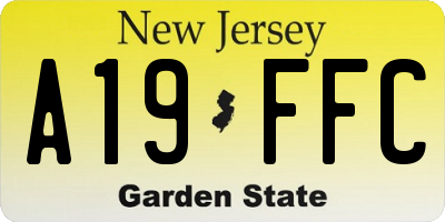 NJ license plate A19FFC
