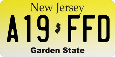 NJ license plate A19FFD