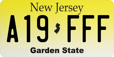 NJ license plate A19FFF