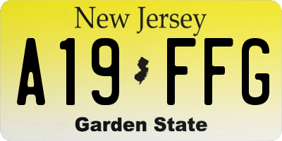 NJ license plate A19FFG
