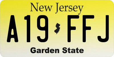 NJ license plate A19FFJ