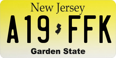 NJ license plate A19FFK