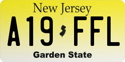 NJ license plate A19FFL