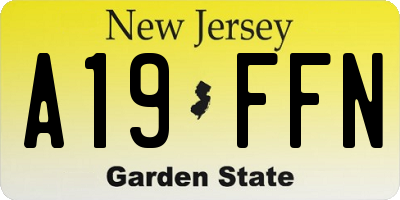 NJ license plate A19FFN
