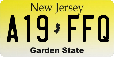 NJ license plate A19FFQ