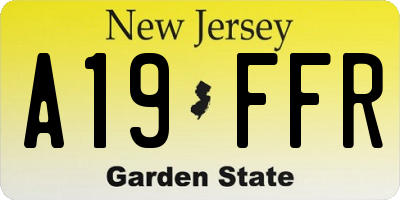 NJ license plate A19FFR