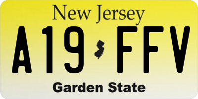 NJ license plate A19FFV