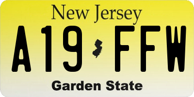 NJ license plate A19FFW