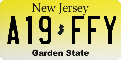 NJ license plate A19FFY