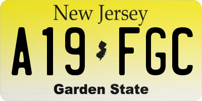 NJ license plate A19FGC