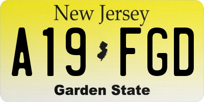 NJ license plate A19FGD
