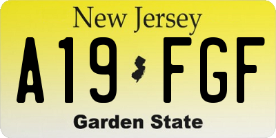 NJ license plate A19FGF