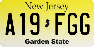 NJ license plate A19FGG