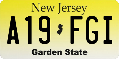 NJ license plate A19FGI
