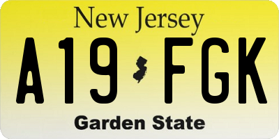 NJ license plate A19FGK