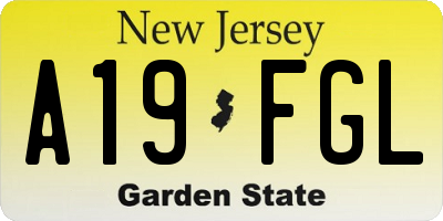 NJ license plate A19FGL