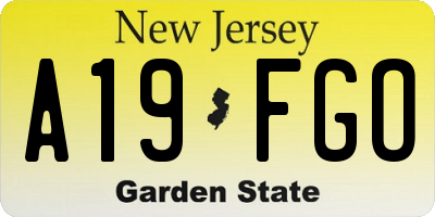 NJ license plate A19FGO