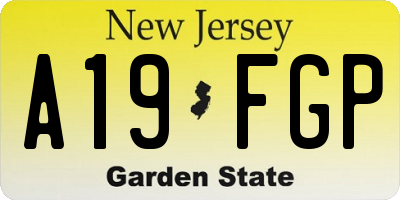 NJ license plate A19FGP